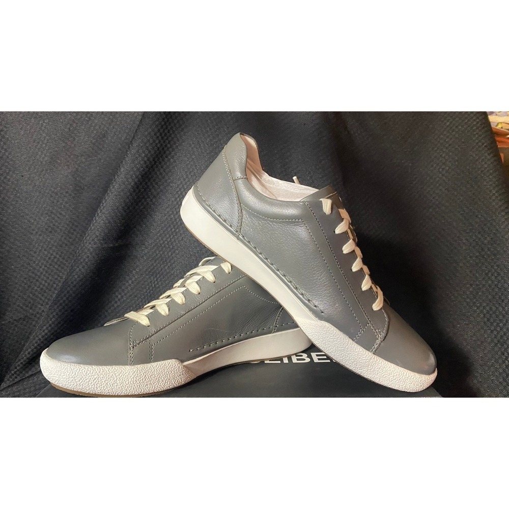 Josef Seibel Grey Leather Low Top Sneakers Womens Size 6.5 New In Box